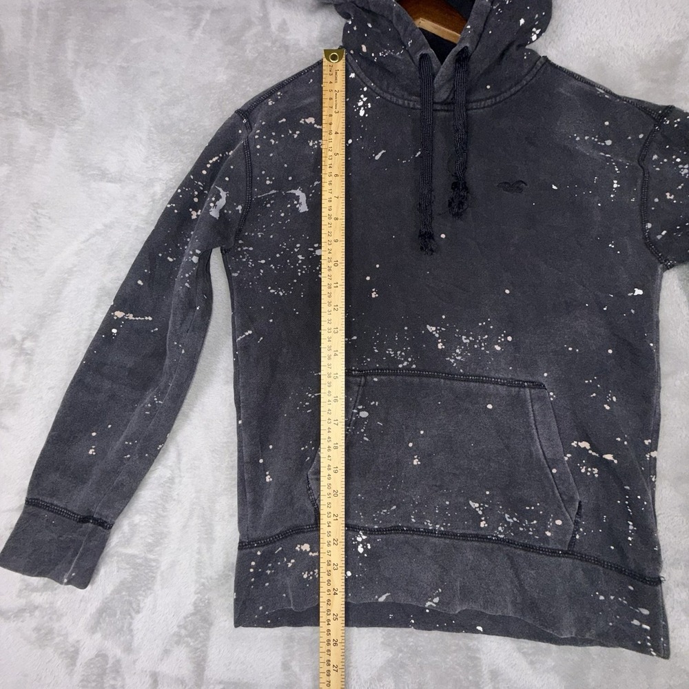 Holister Hoodie Size Men's XS Distressed Black Paint Shop Splatter - Picture 6 of 14